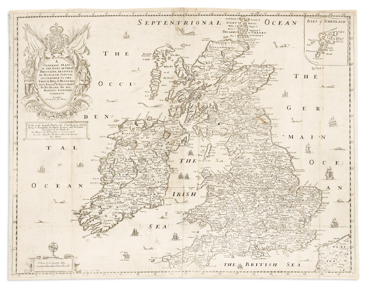 (BRITISH ISLES.) Richard Blome. A Generale Mapp of the Isles of Great Brittaine.